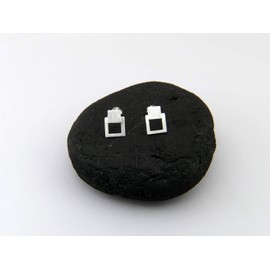 Nature Rebel Minimalist Square Brushed 925 Sterling Silver Stud Earrings, Precious metal