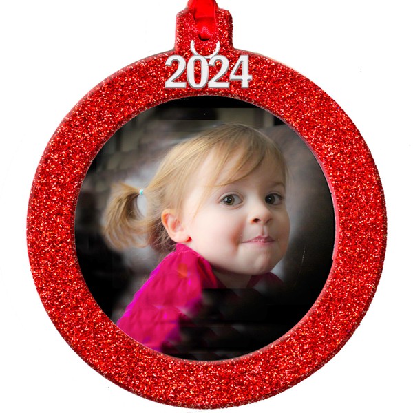 2024 Photo Ornaments for Christmas Tree, Sparkly Glitter Christmas Frame