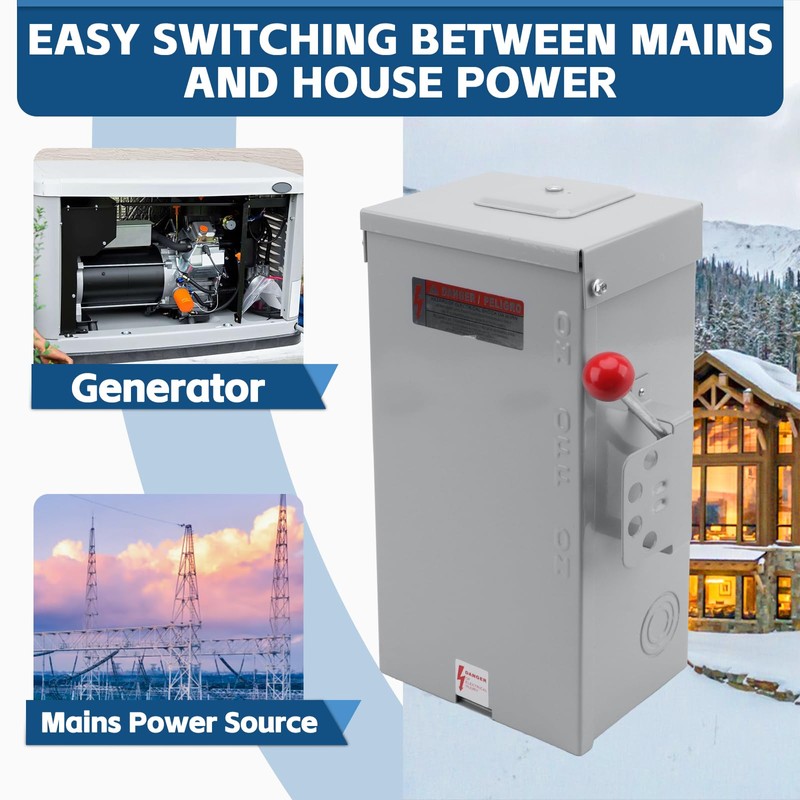 100A Generator Transfer Switch Box,24,000w 120/240 Volt Manual Transfer Switch