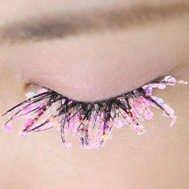 Outanaya 3d Luminous Fake Eyelashes Decorative Glitter False Lashes for Stage Party