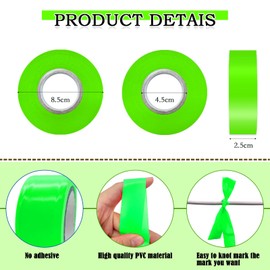 10 Pack Flourescent Green Flagging Tape, Non-Adhesive Plastic Ribbon Neon Marking Roll,1inch*2000ft, Marking Tape for Tree Marking, Hunting, Boundaries and Hazardous Areas,Trail Marking