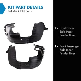 TRQ TRQ Front Inner Fender Liner Set Compatible with 2019-2020 Kia Optima KI1248158 KI1249158