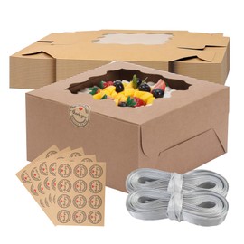 Momodelli 36pcs 6x6x3 Inches Small Bakery Boxes with Window, Bakery Boxes with Window, Pastry Boxes, dessert boxes, Cookie Boxes for gift giving, Cake, Pastries, Pie, Chocolates, Cupcakes, Cookies
