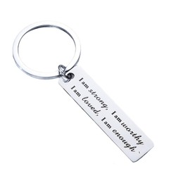 Hibetek Faith Gifts Keychain I Am Strong I Am Worthy I Am Loved I Am Enough Keychain Jewelry Gift for Valentine's Day Birthday Anniversary Graduation Gift Stay Strong Gift for him or her (I Am Strong)