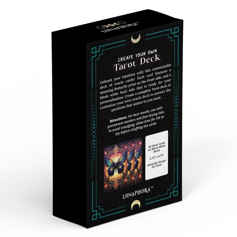 Lunaphora Blank Tarot Cards with Printed Back Design - Create