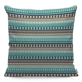 WONDERTIFY Tribal Aztec Cushion Cover White Hipster Decorative Throw Pillow Covers For Couch, Bed Sofa Pillows Case Blue Turquoise Teal Gray 45X45 Cm