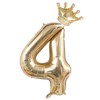 40-Inch White-Gold Number 4 Balloons With Crown, 4th Birthday Party