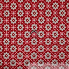 Riley Blake BonEful Fabric FQ Cotton Quilt Maroon Red White Flower Winter Snowflake Damask S