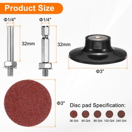 HARFINGTON 53pcs Quick Change Discs Set 3" Roll Lock Sanding Discs with 1/4" Shank Pad Holder 36/60/80/120/240 Grit Surface Conditioning Disc for Polish Rust Removal