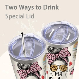 Goiicoln Sister Tumbler 20oz, Funny Friendship Gift for Soul Sisters, Best Sis Ever Gifts, Travel Tumbler with Lid and Straw Stainless Steel, Sister Gifts from Sisters, Graduation Gift for Her