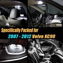 10Pc Super White 6000k Car Interior LED Light Bulb Kit Pack Compatible for 2007-2012 Volvo XC90