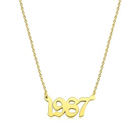 Ovian Birth Year Number Necklace for Women 18K Gold Plated Stainless Steel Birthday Pendant Necklace Memorable Anniversary Jewelry