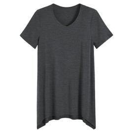 Latuza Women's Viscose Loungewear Short Sleeves Tunic T-Shirt XL Dark Gray