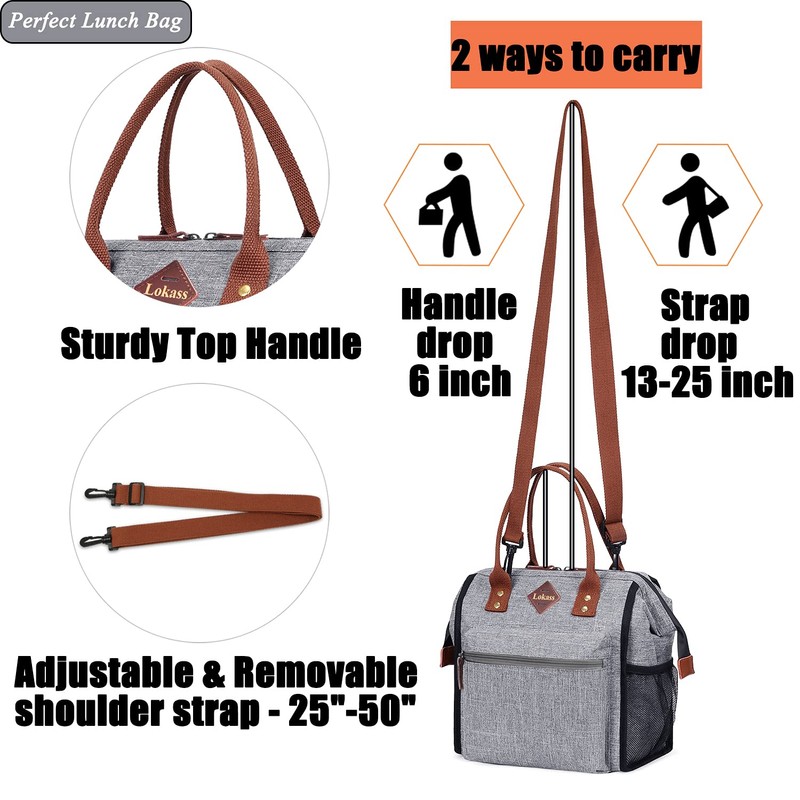 LOKASS Leak-proof Lunch Box for Women Insulated Lunch Cooler Bag