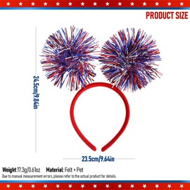 1Pcs 4th of July Headband, Glitter Patriotic Headband, Independence Day Hair Accessories with Shiny Glitter Ribbon Design, USA Hair Supplies, Red White Blue Hairband for Independence Day Parties