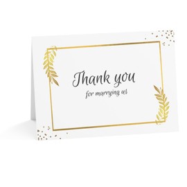 J&J'S TOYSCAPE Thank You for Marrying Us Card, 5x7 Inch Card with Envelope, Wedding Officiant Gratitude Card, Pastor Appreciation, Card from Newlywed Couple (Gold Minimalist)