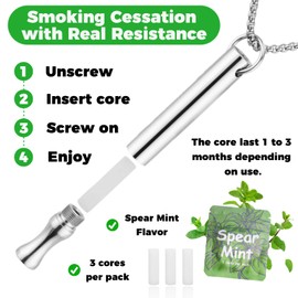 Breathing Necklace to Quit Smoking and Vaping with Refillable Mint Pods Stop Smoking Aids Fidget Necklace for Anxiety Relief Smokeless Inhaler for Adults