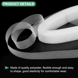 M METERXITY Stiff Horsehair Braid 1 Inch Wide 50 Yards Soft Polyester Horsehair Braid Roll for Wedding Dress/Dance Formal Dress Accessories/Skirt Boning Sewing Shaping [White]