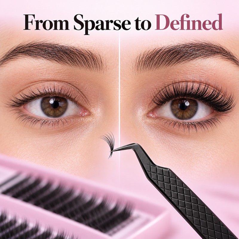 Professional Eyelash Tweezers – Black Fiber Tip Precision Lash Extension