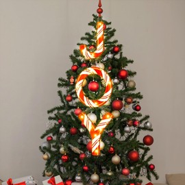 3Pcs 11.8inch Joy Christmas Tree Ornament Large Christmas Light Door Wreath Rustic Wooden Glitter Red Peppermint Candy Letters Xmas Hanging Outdoor Porch Decor for Home Holiday