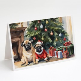Caroline's Treasures DAC2732GCA7P Pug Cozy Christmas Greeting Cards Pack of 8 Blank Cards with Envelopes Whimsical A7 Size 5x7 Blank Note Cards