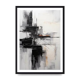 Lithobee - Layers of Emotion in Abstract Monochrome Home Wall Art Prints - A3 Black Brushed Frame