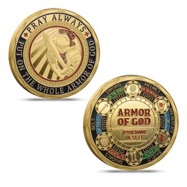 Armor of God Challenge Coin – Ephesians 6:13-17, Inspirational Christian Coin with Full Armor of God Design for Faith, Strength, and Protection