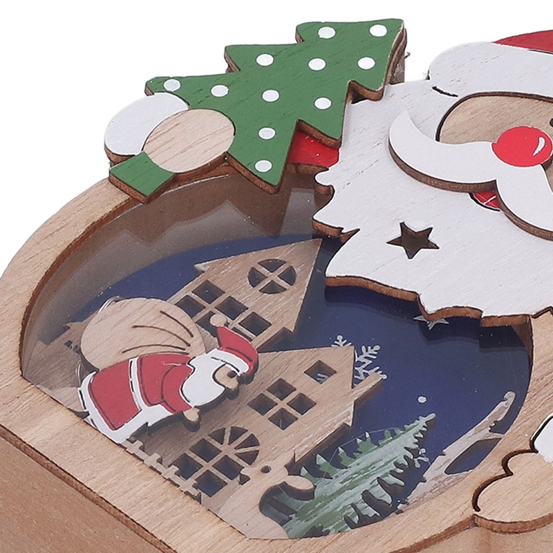 Luminous Christmas Ornament LED Light Emitting Wooden Christmas Decorations Ornaments
