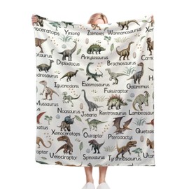 Dinosaur Alphabet Blanket Educational Learning Gift for Girls Boys Kids Dinosaur Lovers-Super Soft Flannel Blanket for Sofa Camping Travel-Warm Home Decor for All Seasons,40"x50"for Kids/Baby
