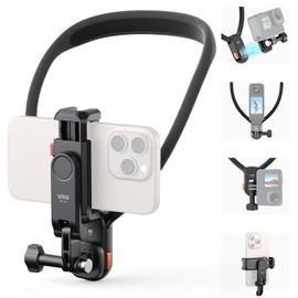 VRIG Magnetic Neck Mount with Phone Holder, One-Click Quick Release & Claw-Mini Action Camera Adapter Mount for Go Pro Hero 13/12/11/10/9, for DJI Action 5 Pro/4/3, for Insta 360 Ace Pro