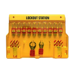 Wisamic Lockout Tagout Station with Cover, Includes 10 Key Different Padlocks, 2 Lockout Hasps, 24 Lockout Tags, 15-1/2 x 22 x 1-3/5 inch
