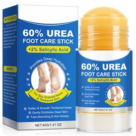 60% Urea Cream with 2% Salicylic Acid, Maximum Strength Urea Foot Cream for Dry, Cracked Feet and Heels, Urea Foot Care Stick for Callus Removal, Rapidly Softens Rough Skin(60g)