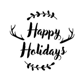 Vinyl Wall Art Decal - Happy Holidays - 20" x 22" - Winter Christmas Seasonal Holiday Decoration Sticker - Indoor Outdoor Home Office Wall Door Window Bedroom Workplace Decals (20" x 22"; Black)