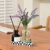 Abzo Fake Flowers- Artificial Lavender Plants in Glass Vase with