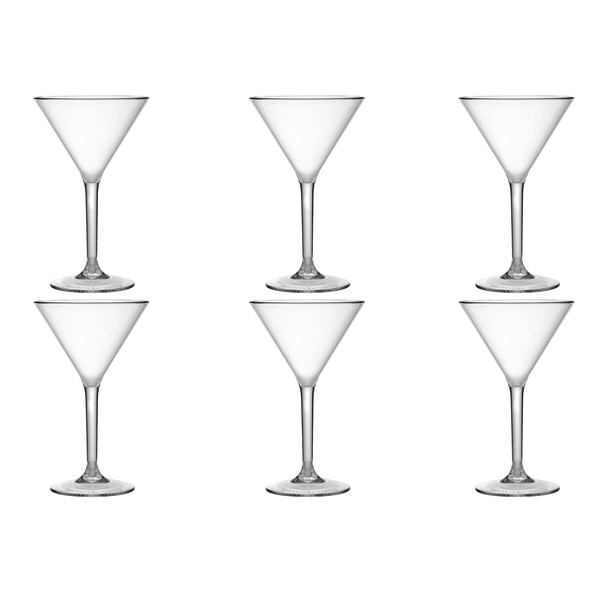 Garnet - Bicchiere di PLASTICA riutilizzabile - Coppa martini x 6 PEZZI - Alti spessori - Perfetti per eventi - Lavabile in lavastoviglie - 26 cl Bordo/ 28 cl a Servizio - 100% Made in Italy