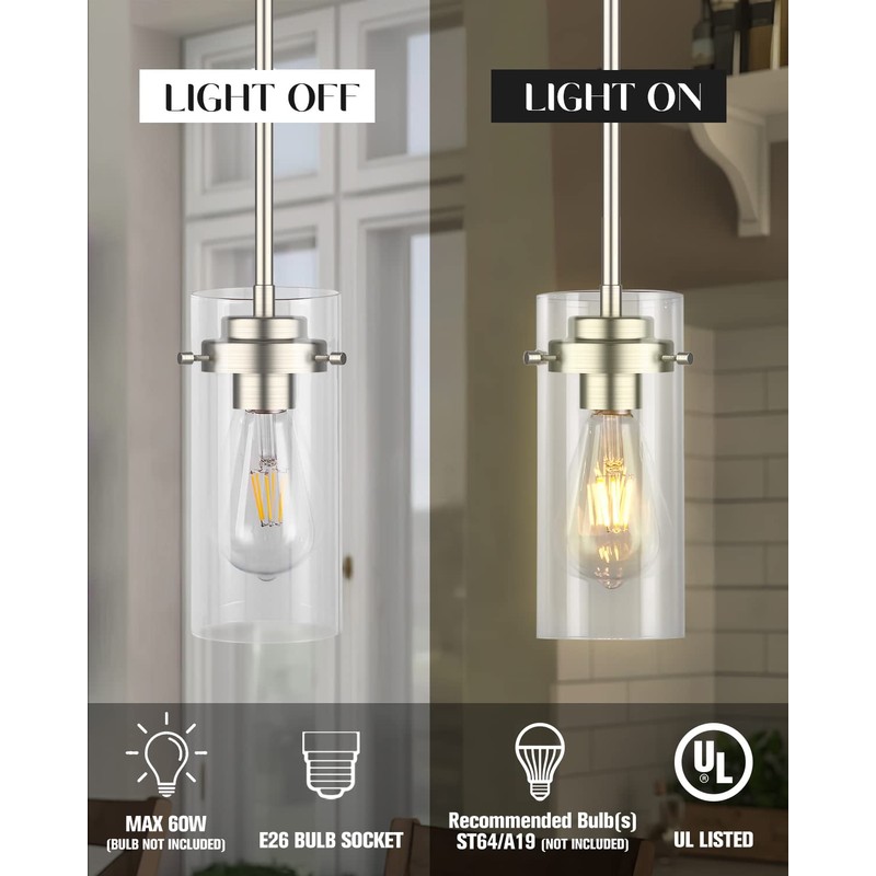 EAPUDUN Pendant Light (2 Packs), Kitchen Lights Ceiling Hanging, Kitchen