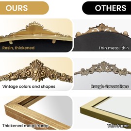 BohoBliss 22"X55" Vintage Full Length Floor Mirror, Gold Arch Wall-Mounted Hanging Mirror, Victorian Antique Mirror for Fireplace Entryway Living Room Hallway Bathroom