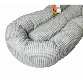 Schlangenmanufaktur¬Æ Baby Kuschelschlange Stillkissen Waffelpique Hellgrau, Handgemacht in Bayern aus √ñko-Tex¬Æ Materialien, Kopfschutz f√ºr Wickeltisch, Seitenschl√§ferkissen (250cm)