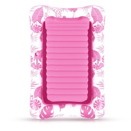 Inflatable Tanning Pool 83″ x 52″ Large Lounge Float With Cup Holder,2025 new Sun Tan Tub Adult Pool Floats Raft Swimming summer collapsible pool sun tan tub Three colors blue, pink and gold:_Pink