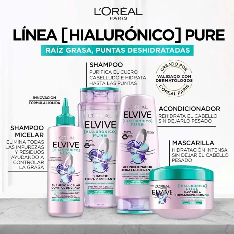 Shampoo Elvive Hialurónico Pure 680 Ml