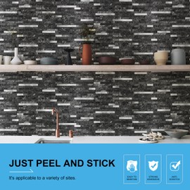 V-MOZZA Peel and Stick Backsplash, 20-Sheet Peel and Stick Tiles 12.1" x 5.9" Stick on Backsplash PVC Wall Tile for Kitchen Fireplace