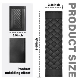 2PCS Car Seat Belt Cover Pad,Soft Leather Seatbelt Covers Breathable Seatbelt Cushion with Plaid Design,All Seasons Universal Car Interior Accessories Seat Belt Cover for Kids & Adults (Black)