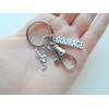 Martial Arts Keychain with Kicking Student Charm, Courage Charm, and