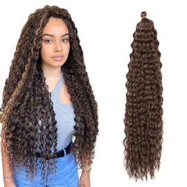 Ocean Wave Crochet Hair 24inch 4packs Deep Wave Crochet Hair Ocean Wave Braiding Hair Crochet Braids Synthetic Braids Wet and Wavy Braiding Hair For Black Women (#4, 24inch4packs)
