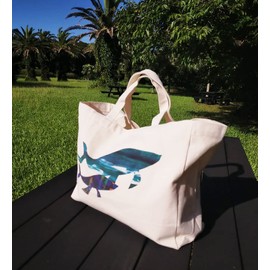 J's Select Tote Shoulder Bag, 2-Way, Large Capacity, Canvas, Canvas, Logo, white