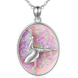MONGAS Ballet Necklace Sterling Silver Ballet Opal Pendant Necklace Dance Jewelry for Women, Medium, Sterling Silver, No Gemstone