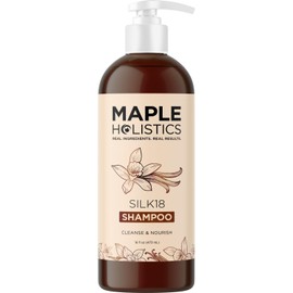 Moisturizing Shampoo for Dry Hair Care - Silk18 Advanced Anti Frizz Ultra Hydrating Shampoo for Color Treated Hair with Silk Amino Acids and Plant Proteins - Sulfate Free Shampoo for Men and Women | Maple Holistics