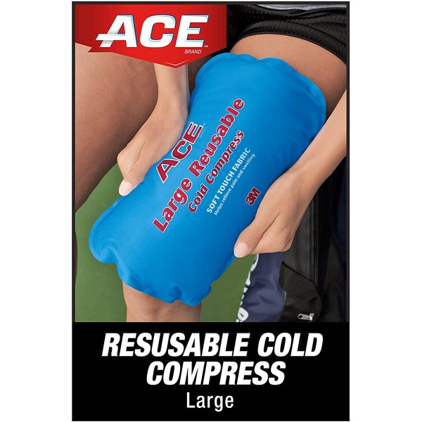 ACE - 207517 Reusable Cold Compress, Works for knees, shoulder, back, neck and more, Soft-touch fabric to apply directly to skin, Large