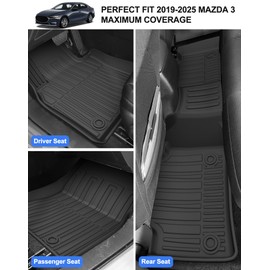 Floor Mats & Cargo Liner Compatible with 2019-2025 Mazda 3 (Only for Sedan) - Custom Fit TPE Heavy Duty Floor Liners & Trunk Mat - All Weather Car Mats for Mazda 3 2019-2025 Accessories