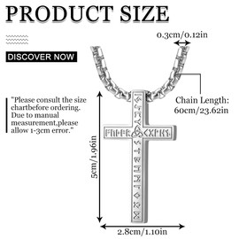 Kreuz kette Silber, Kreuz Halskette für Herren, Schmuck Edelstahl, Kreuz Runen Anhänger mit kette, Kreuz Kette Herren Damen Silber
